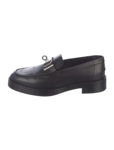 Pre-owned Hermes Hot Leather Loafers In Black