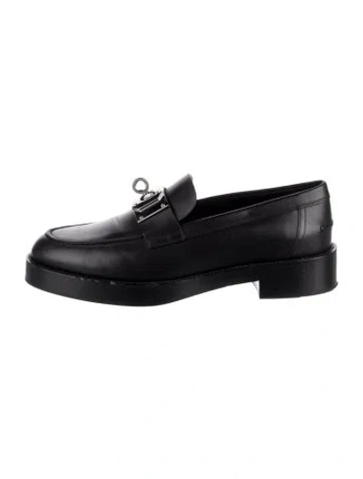 Pre-owned Hermes Hot Leather Loafers In Black