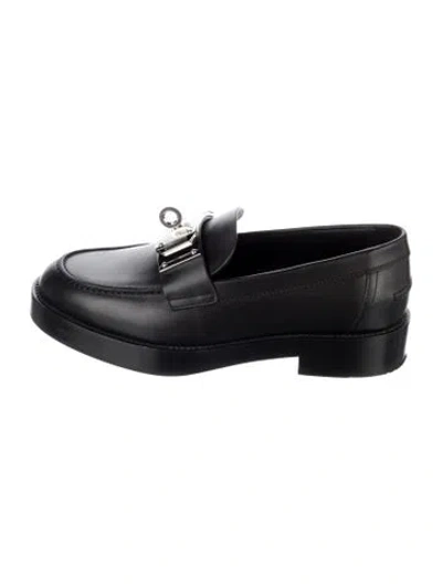 Pre-owned Hermes Hot Leather Loafers In Black