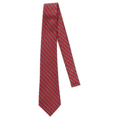Pre-owned Hermes Hermès Hot Pink Geometric Silk Tie