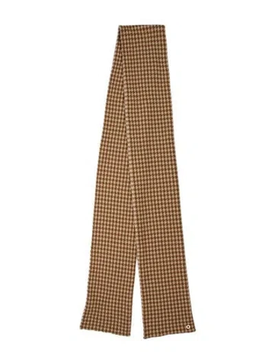 Pre-owned Hermes Houndstooth Cashmere Muffler In Brown