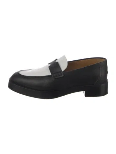 Pre-owned Hermes Hour Leather Loafers In Black