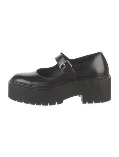 Pre-owned Hermes Hoxton H Logo Mary Jane Flats In Black
