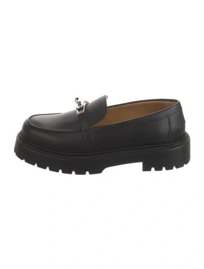 Pre-owned Hermes Icone Calfskin Loafers In Black