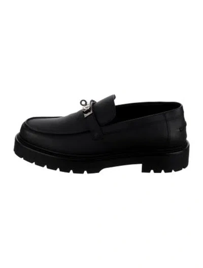 Pre-owned Hermes Icone H Logo Loafers In Black