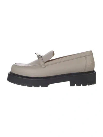 Pre-owned Hermes Icone H Logo Loafers In Gray