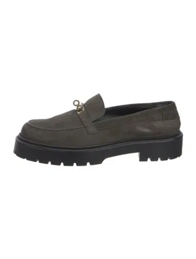 Pre-owned Hermes Icone H Logo Loafers In Green
