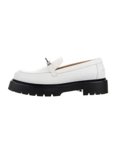 Pre-owned Hermes Icone H Logo Loafers In White