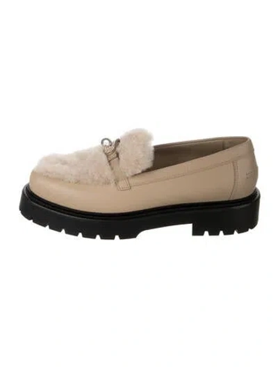 Pre-owned Hermes Icone Leather Loafers In Neutrals