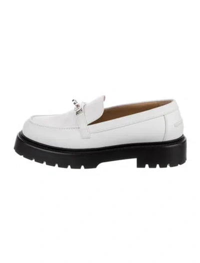 Pre-owned Hermes Icone Leather Loafers In White