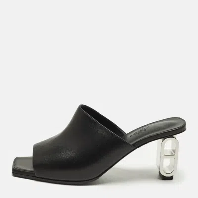 Pre-owned Hermes Hermès Iconique Size 39 Black Leather Slide Sandals
