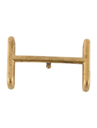 Pre-owned Hermes Idem H Belt Buckle In Gold