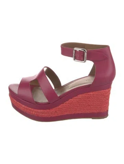 Pre-owned Hermes Ilana Leather Espadrilles In Purple