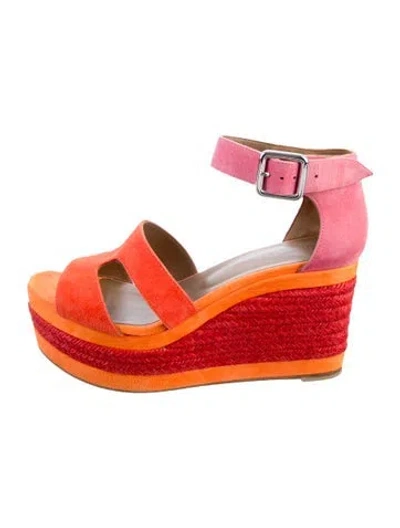 Pre-owned Hermes Ilana Suede D'orsay Pumps In Orange