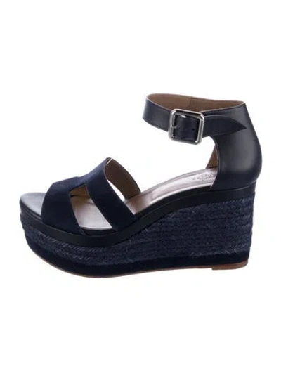 Pre-owned Hermes Ilana Suede Espadrilles In Blue
