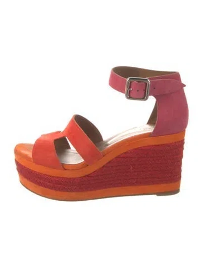 Pre-owned Hermes Ilana Suede Sandals In Orange