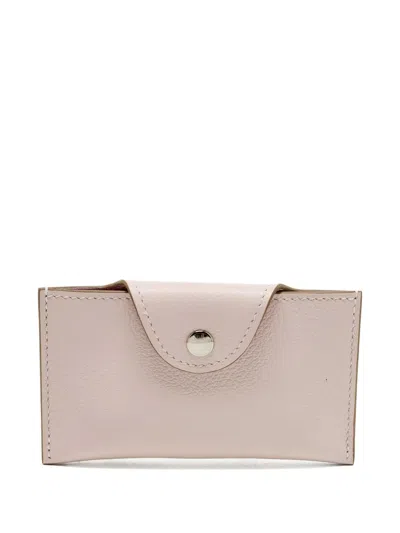 Pre-owned Hermes Iliade Leather Card Holder In Pink
