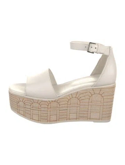 Pre-owned Hermes Illusion 35 Leather Espadrilles In White