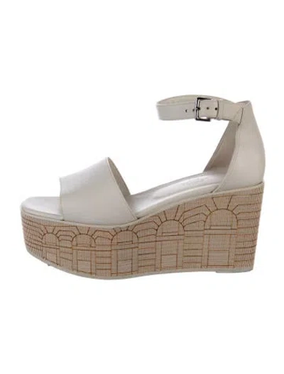 Pre-owned Hermes Illusion 35 Leather Espadrilles In White