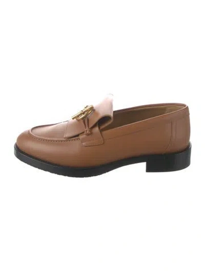 Pre-owned Hermes Impact Leather Loafers In Brown