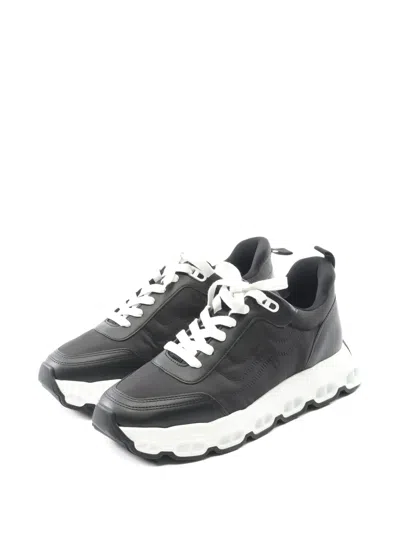 Pre-owned Hermes Impulse Lace-up Leather Sneakers In Black