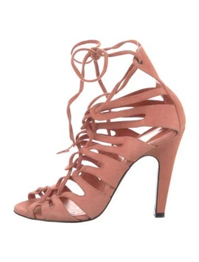 Pre-owned Hermes Impulsion Suede Gladiator Sandals In Pink