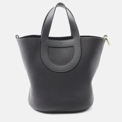 Pre-owned Hermes In The Loop 23 Caban Navy Blue Leather Handbag