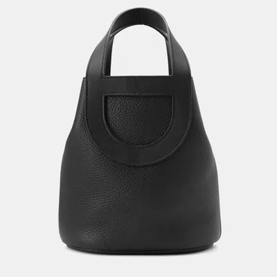 Pre-owned Hermes In-the-loop Black Taurillon Clemence 18 Tote
