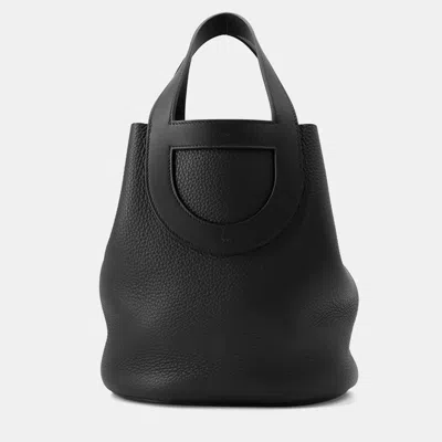 Pre-owned Hermes In-the-loop Black Taurillon Clemence Tote Bag 23