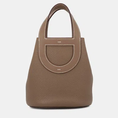 Pre-owned Hermes In The Loop Etoupe Taurillon Clemence Swift Leather Size 18 In Brown