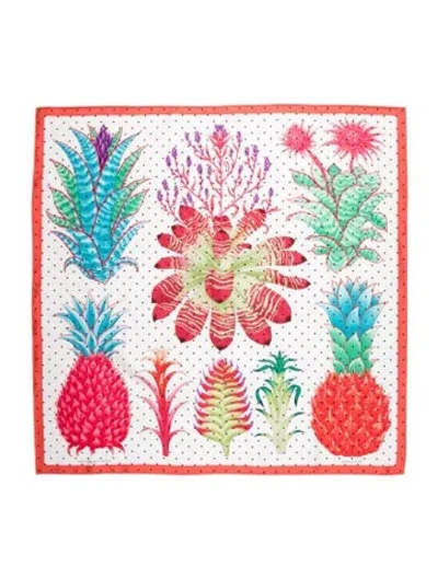 Pre-owned Hermes Index Bromeliaceae Silk Scarf W/ Tags In White
