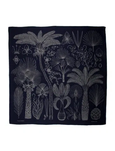 Pre-owned Hermes Index Palmarum Cashmere Shawl In Blue