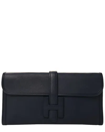Pre-owned Hermes Hermès Indigo Swift Leather Swift Jige Elan 29 Clutch (authentic Pre-loved)