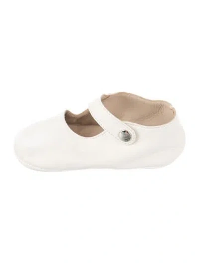 Pre-owned Hermes Babies' Infants Leather Snap Closure Ballet Flats In White