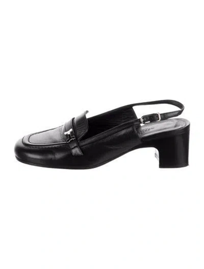Pre-owned Hermes Infinie 50 Leather Slingback Pumps In Black