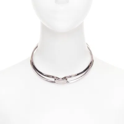 Pre-owned Hermes Infinity Choker Collier Infini 925 Silver Twisted Loop Torque Choker In Multi