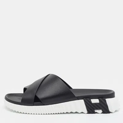 Pre-owned Hermes Infra Size 43 Black Leather Slide Sandals