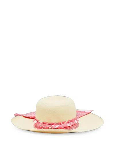 Pre-owned Hermes Ingrid Wide-brim Hat In Neutrals