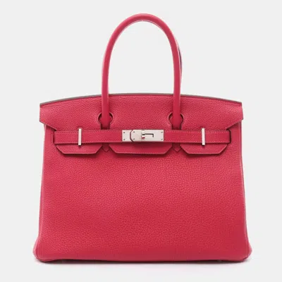 Pre-owned Hermes Ink Framboise Togo Leather Birkin 30 Handbag