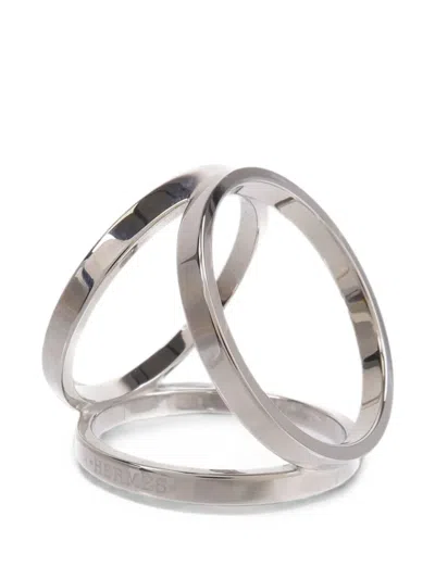 Pre-owned Hermes Interlocking-rings Scarf Ring In Silver