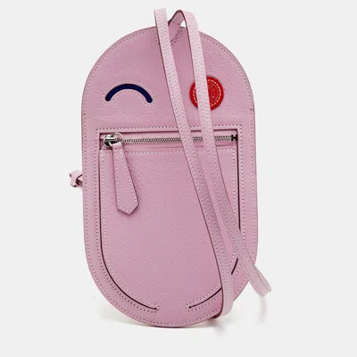 Pre-owned Hermes Hermès In-the-loop Phone To Go Wink Gm Sylvester Mall Chevre Mysore Leather Phone Case In Pink