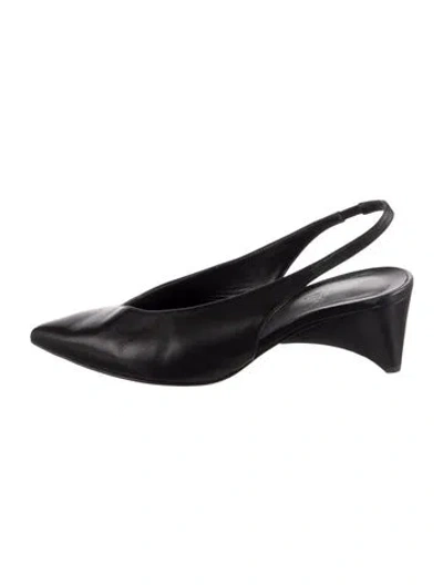 Pre-owned Hermes Intime 55 Leather Slingback Pumps In Black