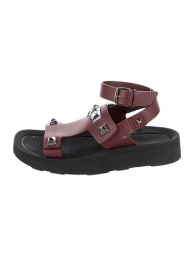 Pre-owned Hermes Intuition Leather Sandals In Burgundy