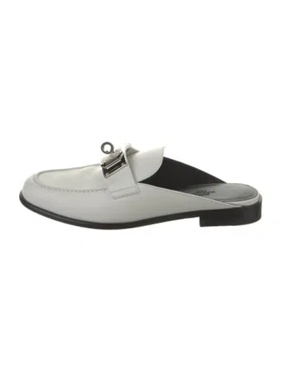 Pre-owned Hermes Iota Leather Mules In White