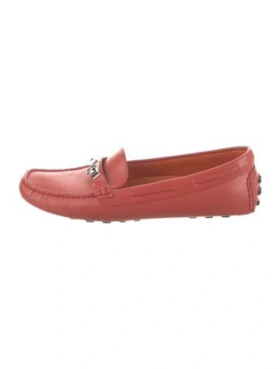 Pre-owned Hermes Irving Leather Loafers In Red