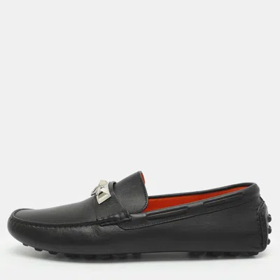 Pre-owned Hermes Irving Size 44 Black Leather Loafers