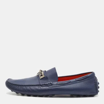 Pre-owned Hermes Hermès Irving Size 45 Blue Leather Loafers