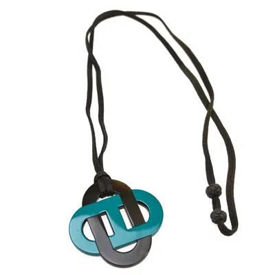 Pre-owned Hermes Isatis Pendant Necklace Buffalo Horn And Lacquer Multicolour Horn Necklace Jewelry (