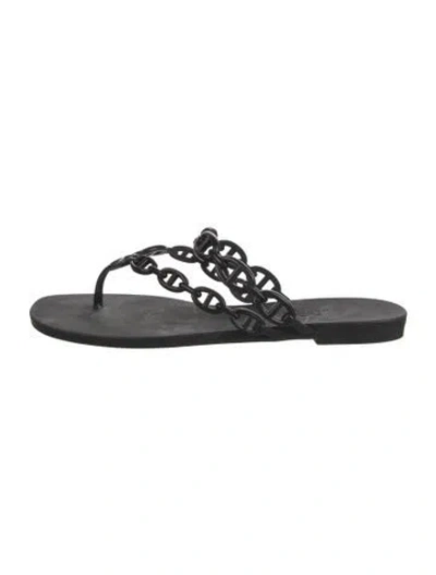 Pre-owned Hermes Island Chaîne D'ancre Insignia Flip Flops In Black