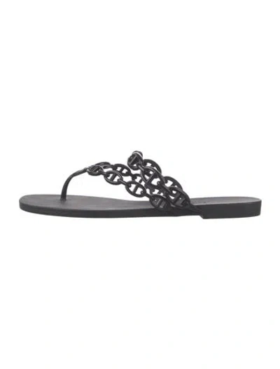 Pre-owned Hermes Island Chaîne D'ancre Insignia Flip Flops In Black